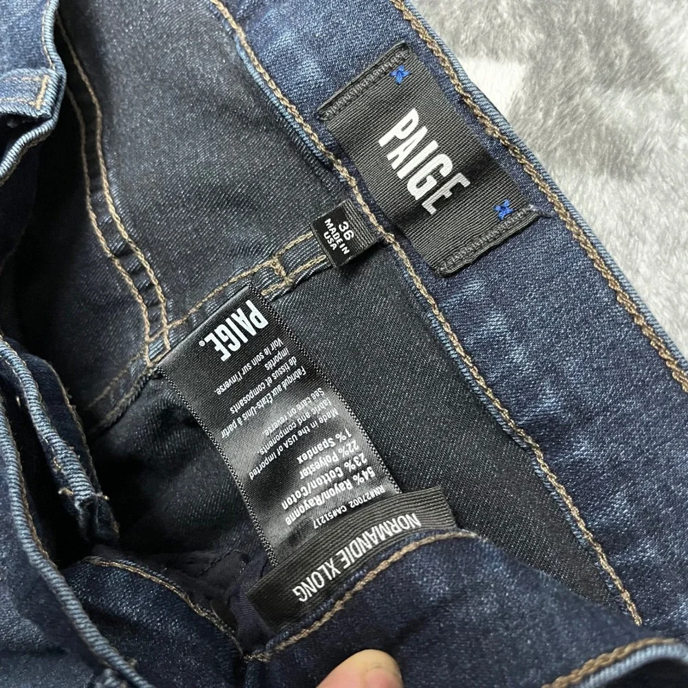 Paige Normandie X-Long Dark Indigo Straight Leg Jeans Mens 36x35 Made in USA